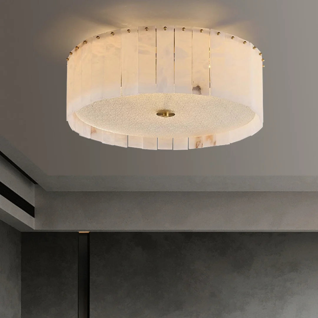 Alabaster Copper Round Ceiling Lamp
