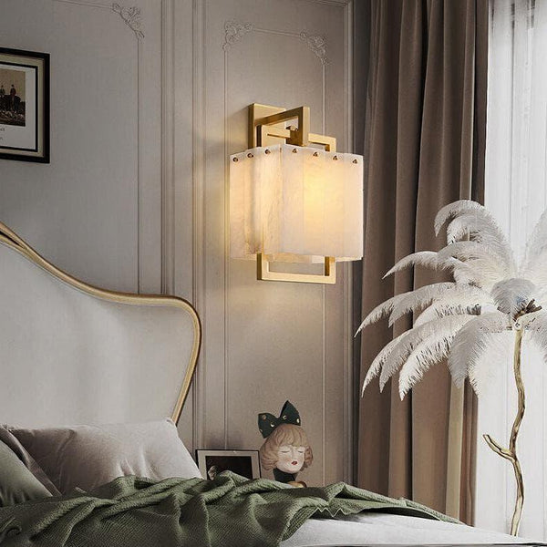 All copper marble wall lamp