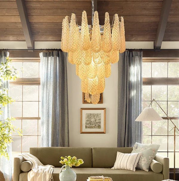 Amber Glass Petals Chandelier