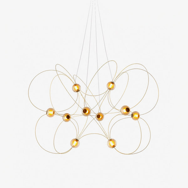 Amber Glass Orb Loop Chandelier