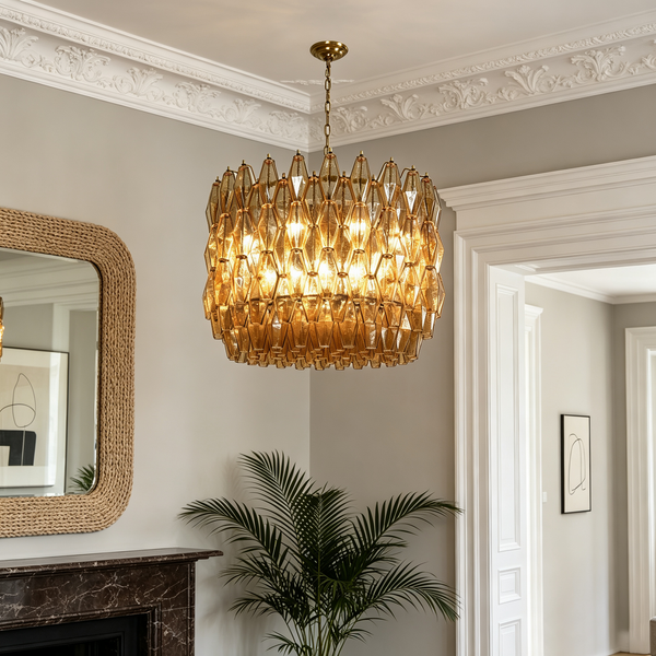 Amber Glass Prism Chandelier