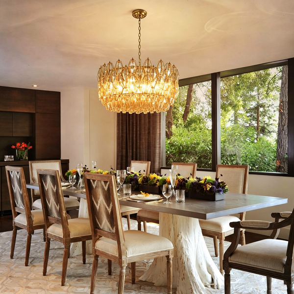 Amber Glass Prism Chandelier
