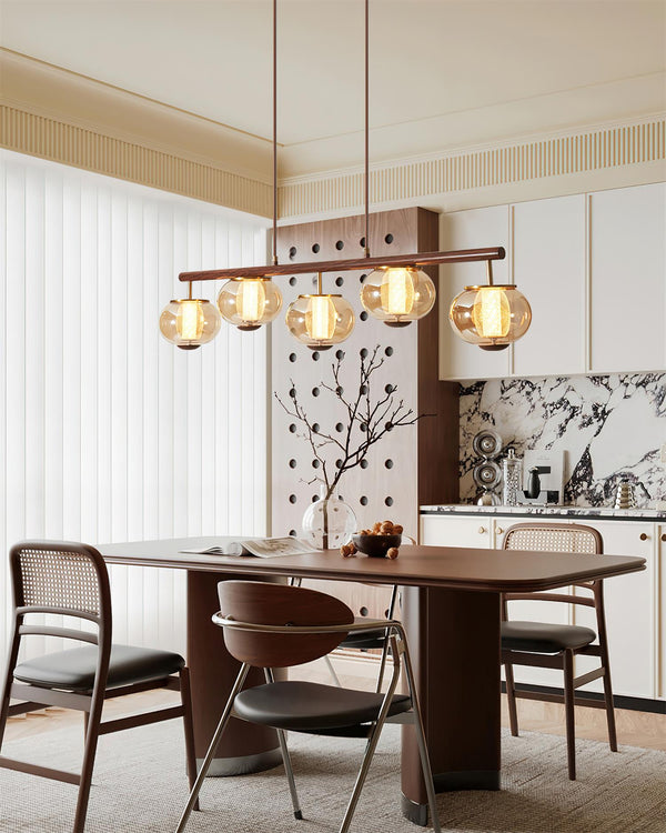 Alviora Pendant Lamp Wood Glass Linear Japandi