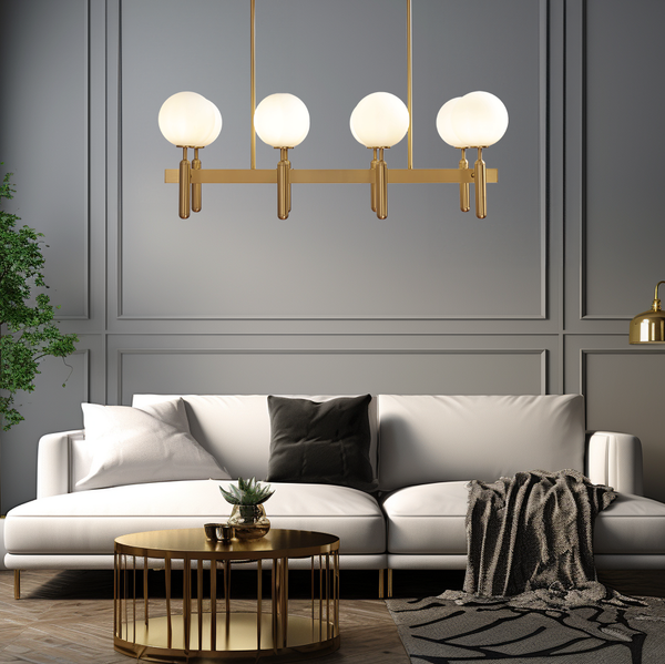 Kristy Design Ball Glass/Metal Pendant Light Gold White