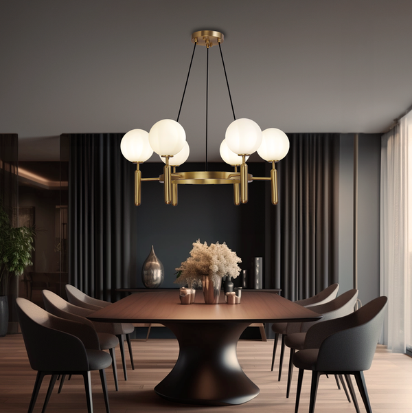 Kristy Design Ball Glass/Metal Pendant Light Gold White