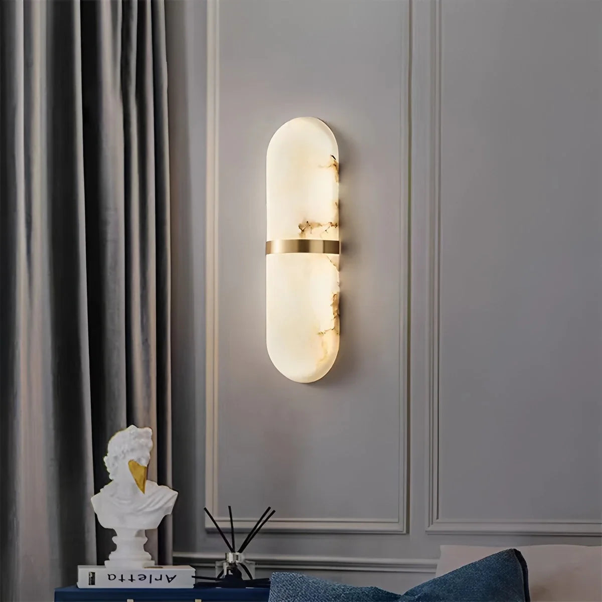 Long Oval LED Brass Table Lamp