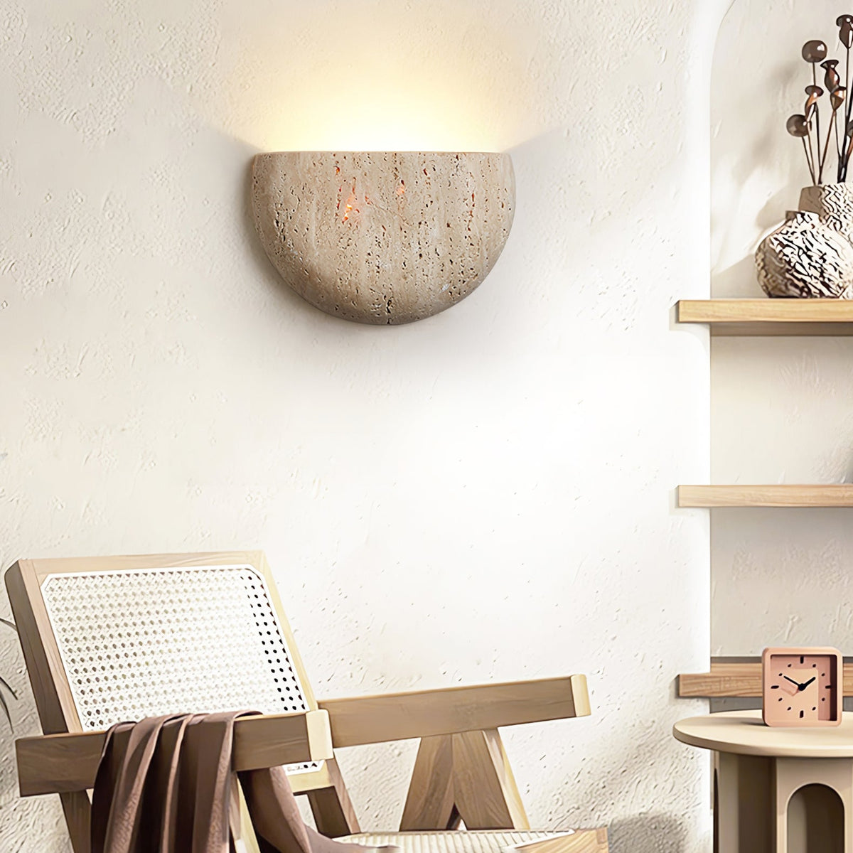 Arc Bowl Travertine Wall Lamp