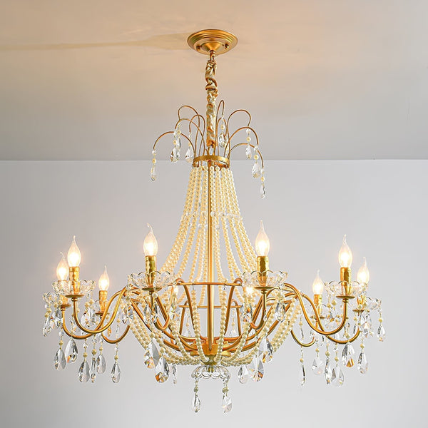 Eurvaros Vintage Crystal Brass Chandelier
