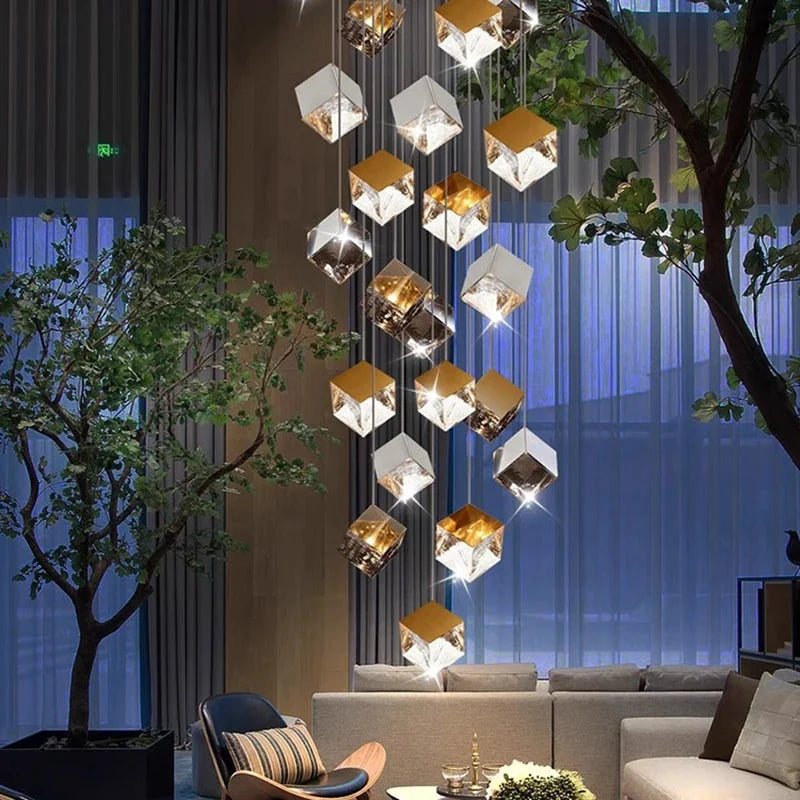 Aren Cube Large Pendant Light For High Ceilings