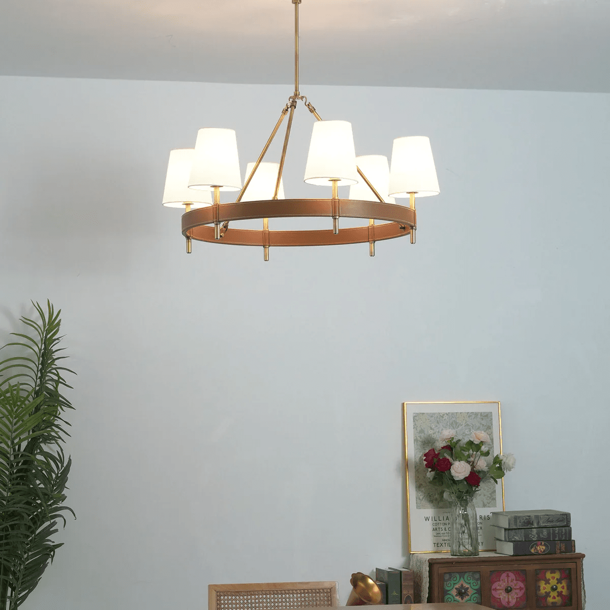 Leather Halo Ring Chandelier