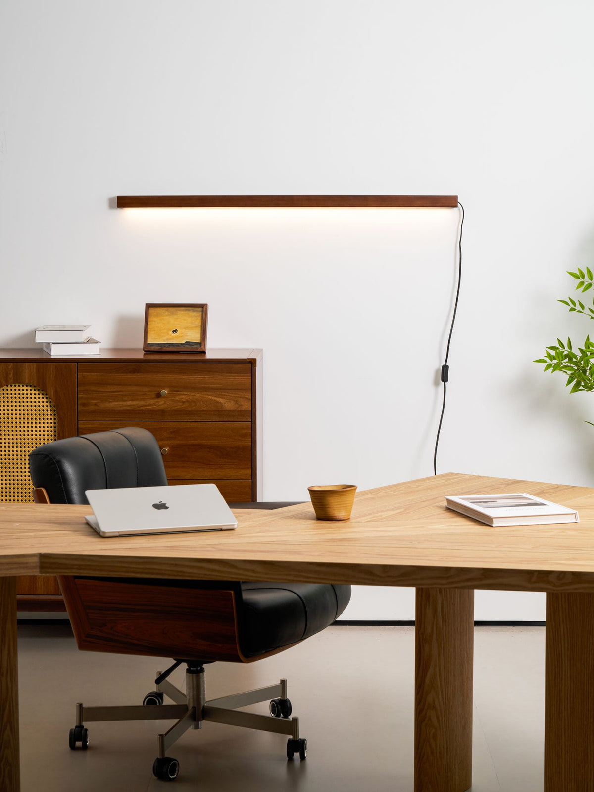 Arlo Linear Wood Plug-in Wall Light