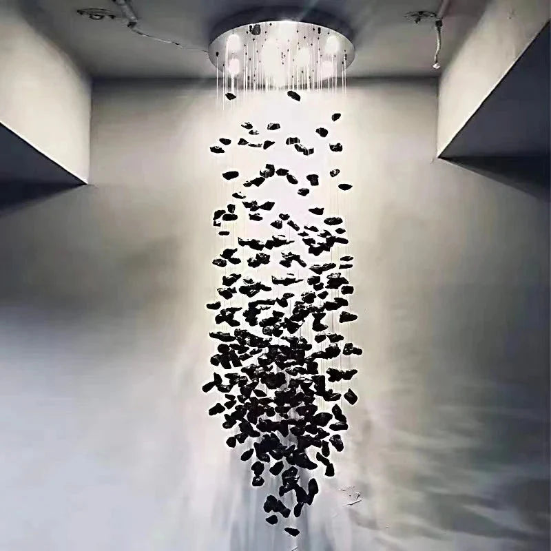 Art Stone Chandelier For Entryway with High Ceiling
