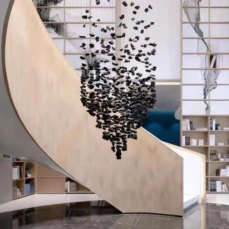 Art Stone Chandelier For Entryway with High Ceiling