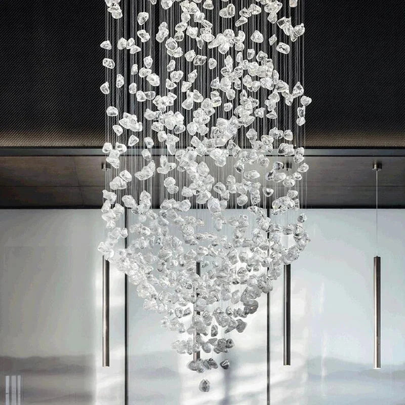 Art Stone Chandelier For Entryway with High Ceiling