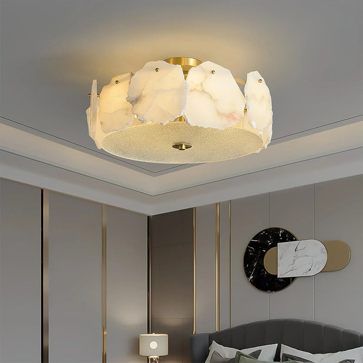 Alabaster Artze Brass Ceiling Light