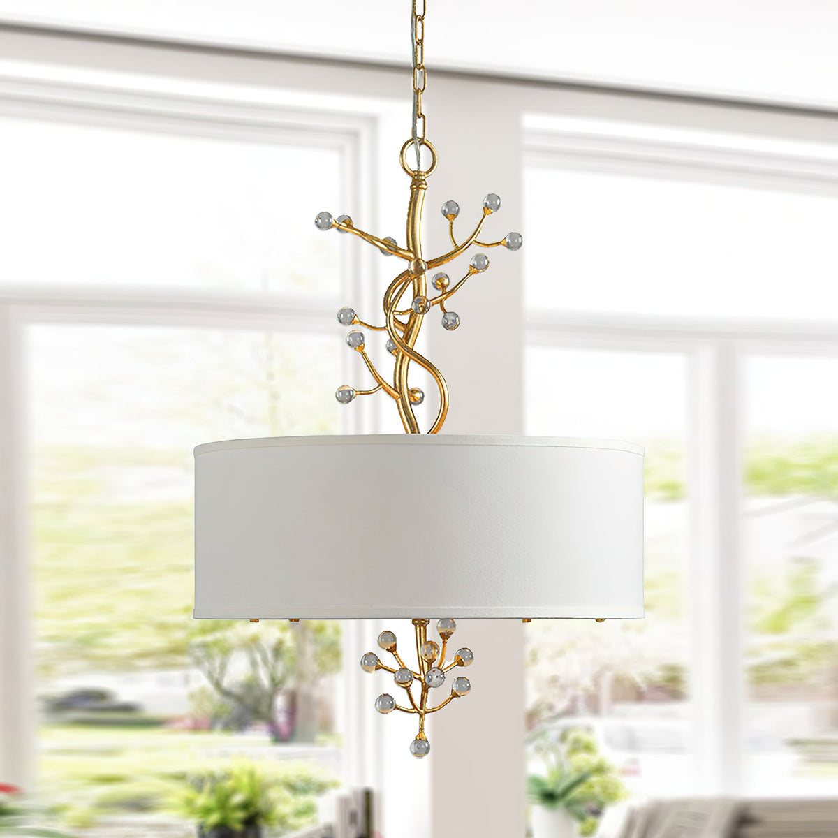 Asbury Crystal Fabric Pendant Lamp