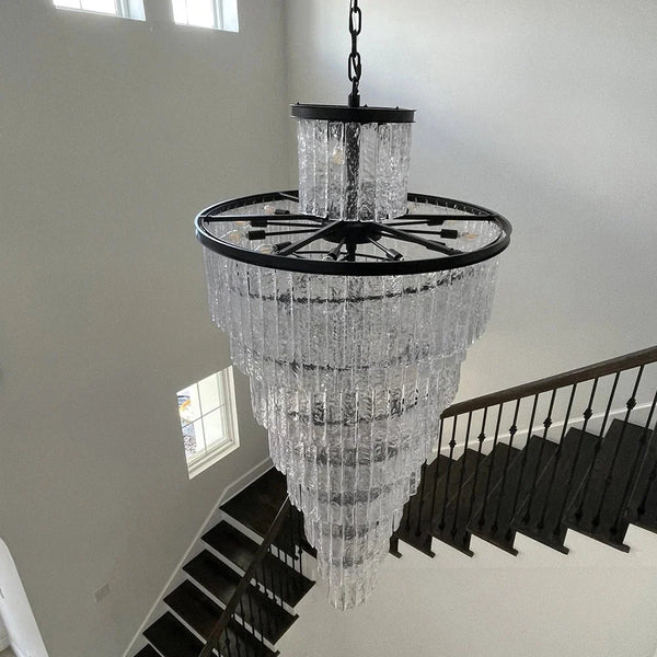 Assena Large Black high Ceiling Entryway Chandelier
