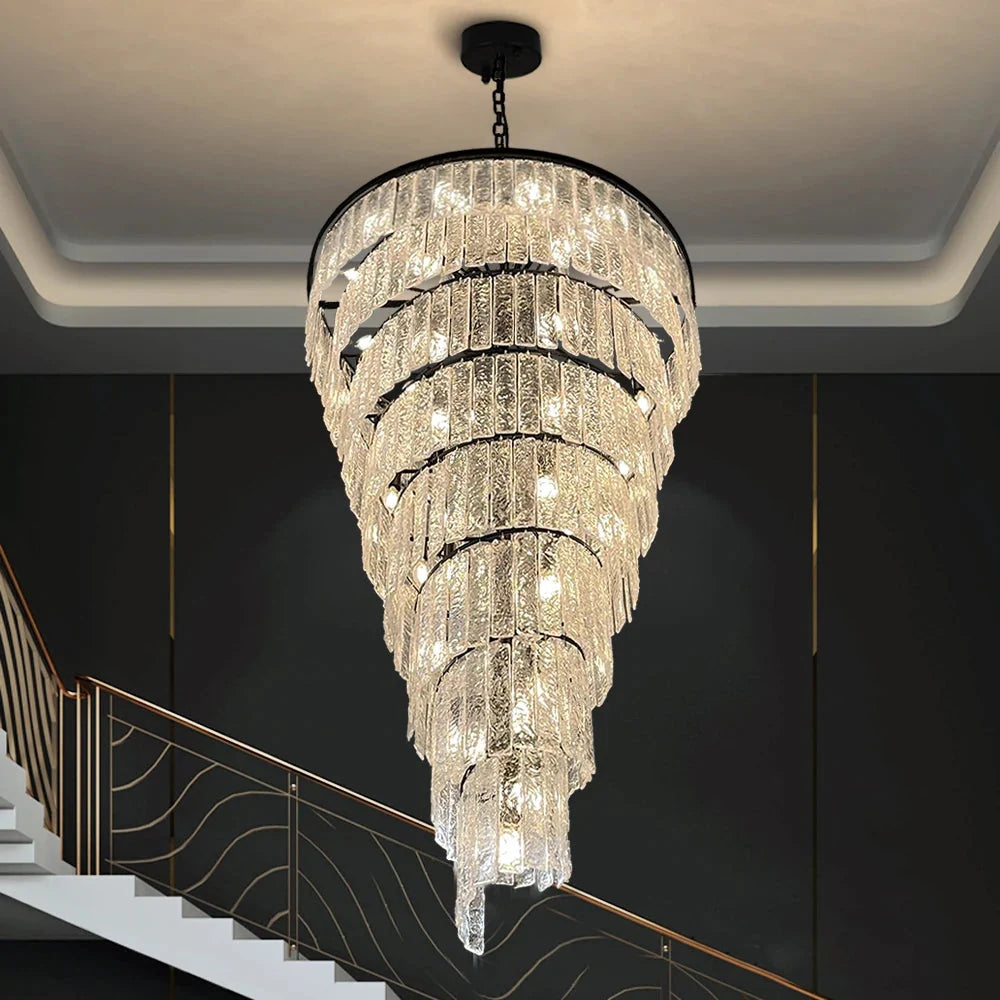Assena Large Black high Ceiling Entryway Chandelier