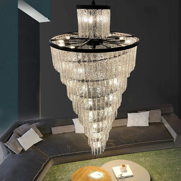 Assena Large Black high Ceiling Entryway Chandelier