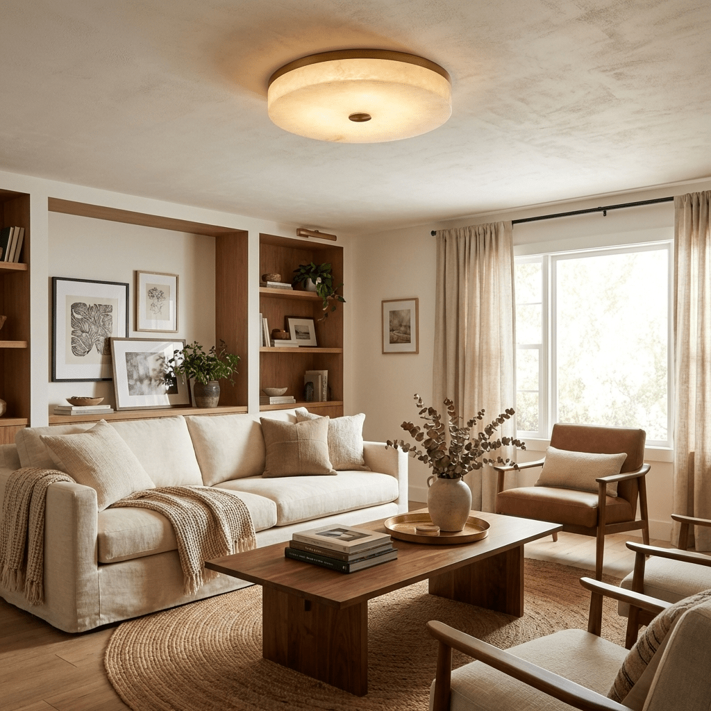 Round Ceiling Light Flush Mount Marble LED