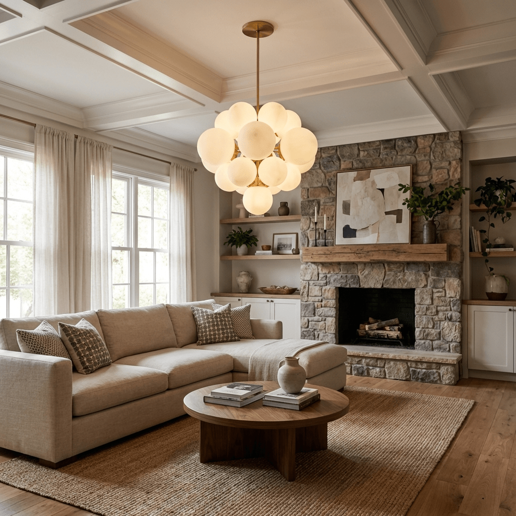 Grape Cluster Alabaster Spherical Chandelier