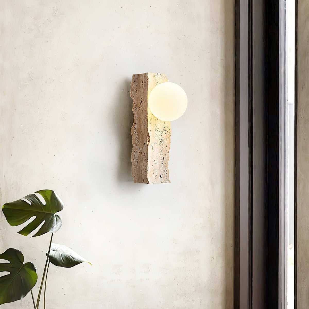 Aureum Glass Travertine Wall Lamp
