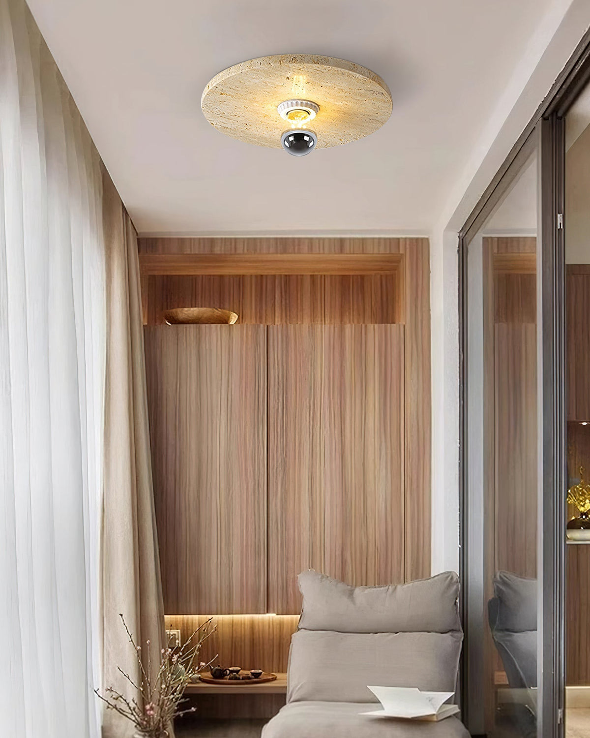 Norarora Travertine Flush Mount Ceiling Light