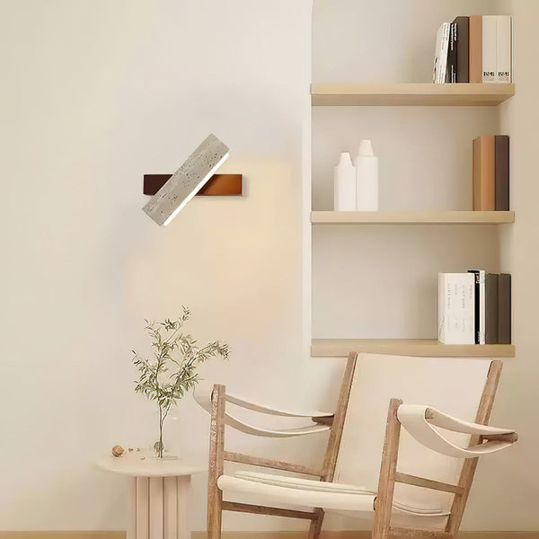 Ostruvyo Linear Walnut Travertine Wall Lamp