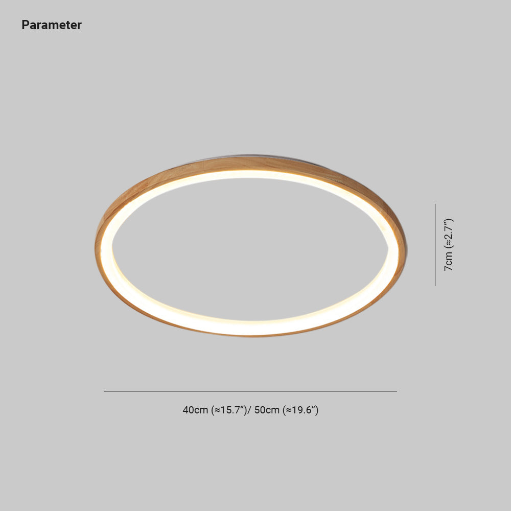 Muto Wood Inner Halo Flush Mount Ceiling Light