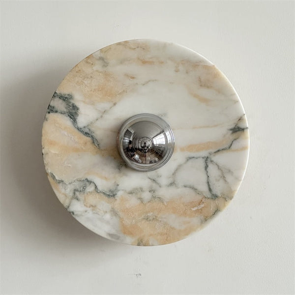 Zeno Round Chrome Marble Wall Sconce