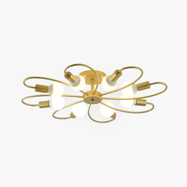 Valentina Modern Metal Flush Mount Ceiling Light, Black/Gold
