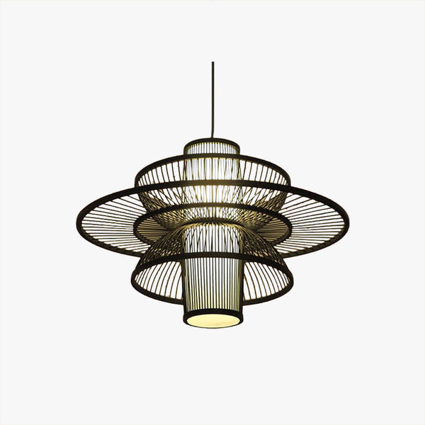 Muto Lotus-Shaped Rattan Pendant Light