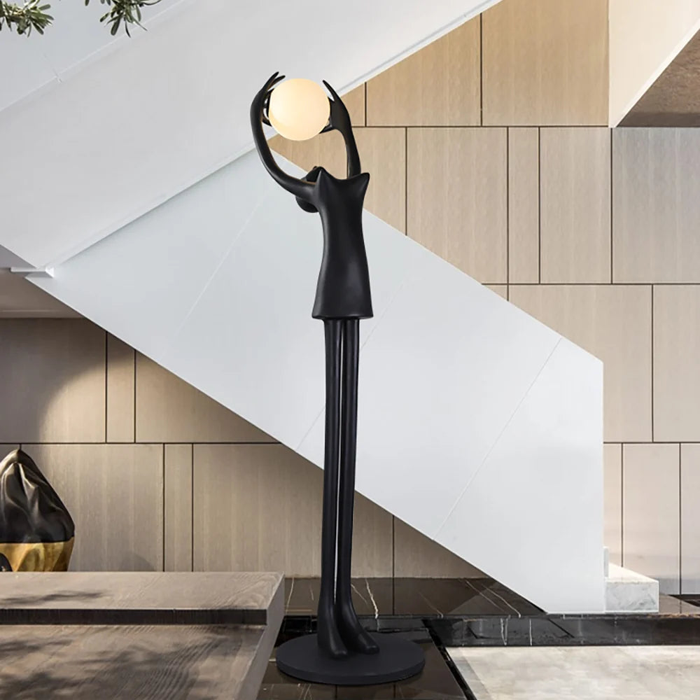 Ball Holding Sculpture Character Floor Lamp