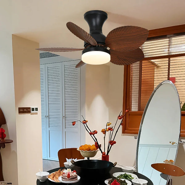 Banana Leaf Black Ceiling Fan Light
