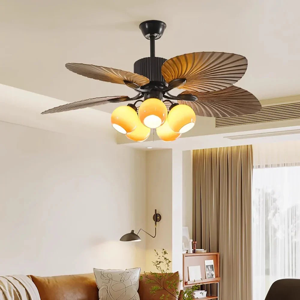 Banana Leaf Breeze Round Ceiling Fan Light