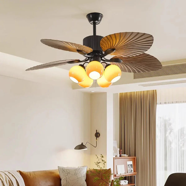 Banana Leaf Breeze Round Ceiling Fan Light