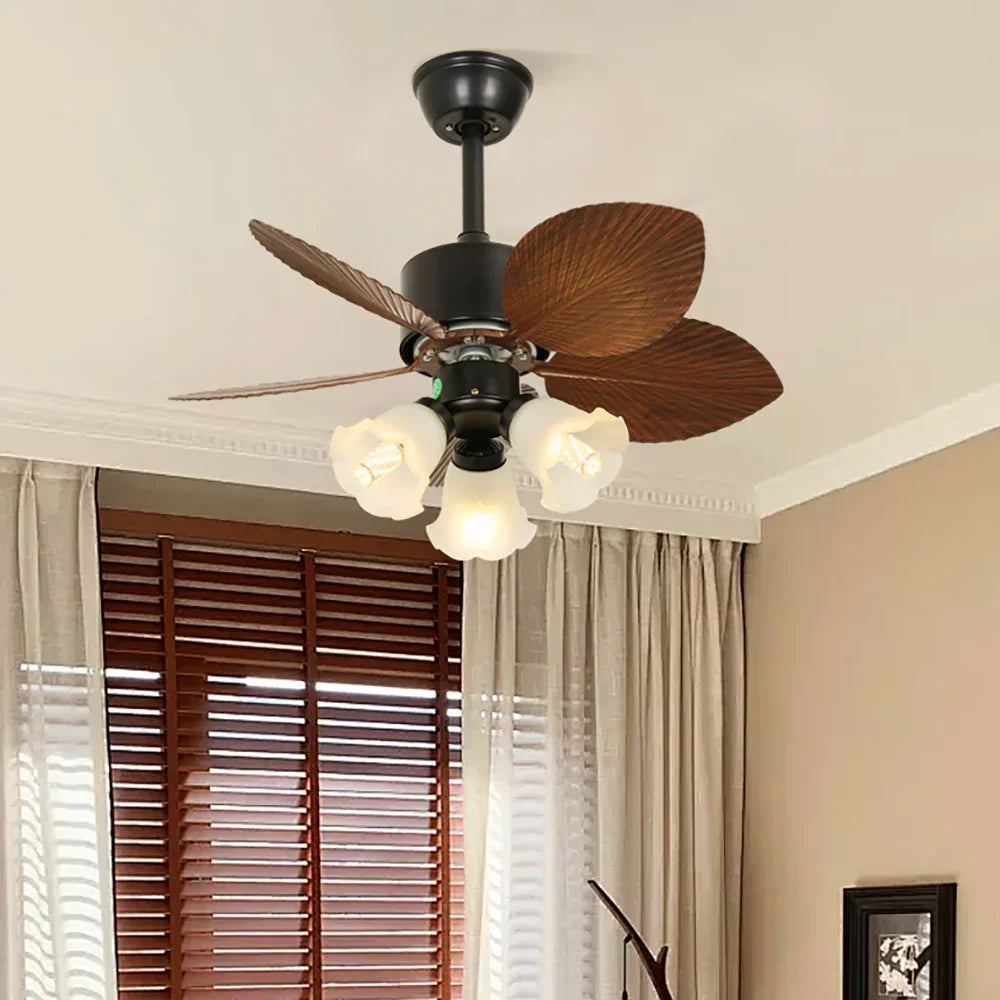 Banana Leaves Flower Shape Ceiling Fan Light