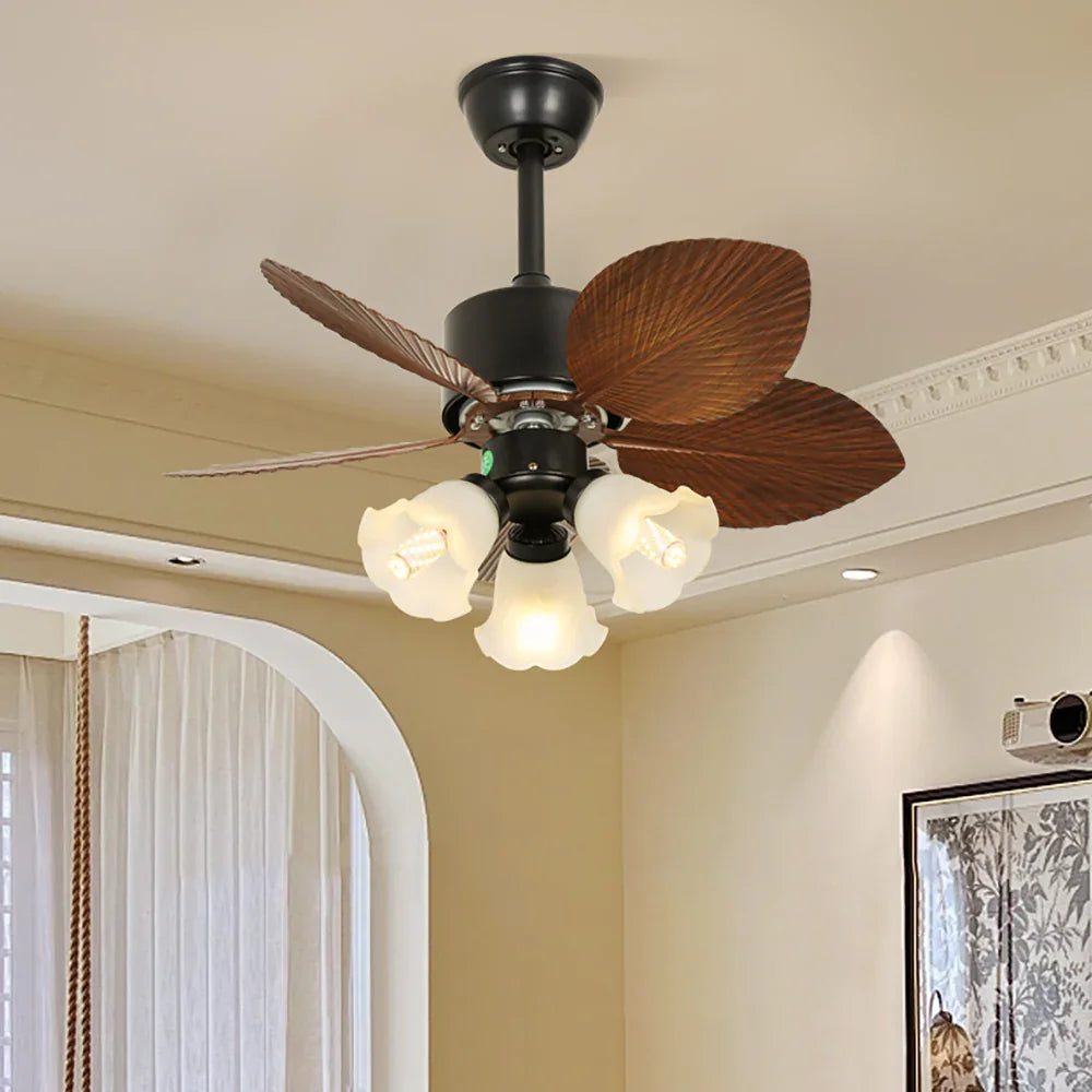 Banana Leaves Flower Shape Ceiling Fan Light