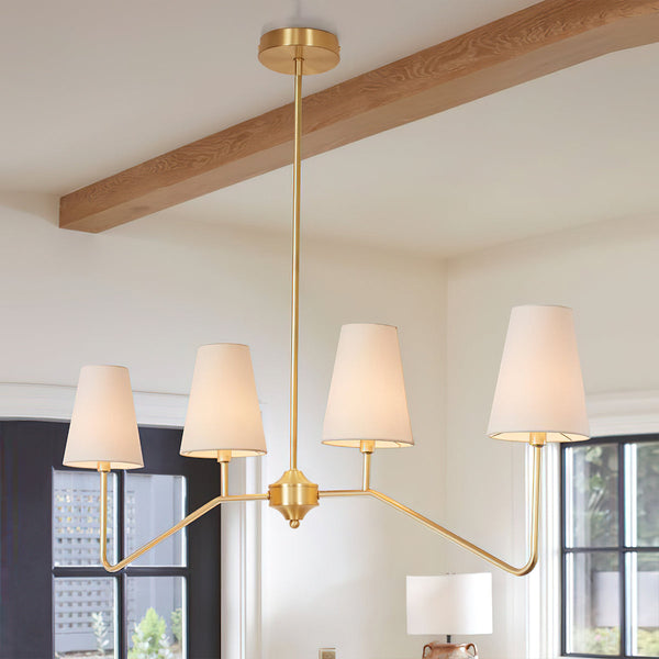 Avvenora Vintage Industrial Brass Fabric Pendant Lamp