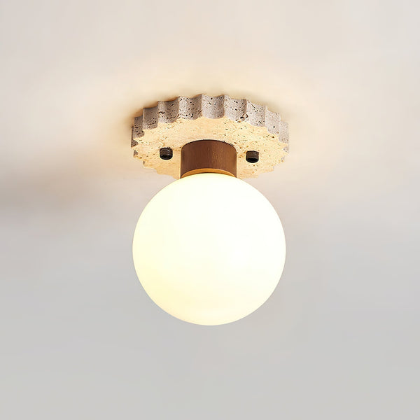 Valisaya Ceiling Light Travertine Scalloped Base
