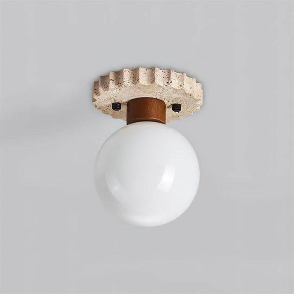 Valisaya Ceiling Light Travertine Scalloped Base