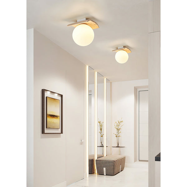 Bianca Globe Travertine Glass Ceiling Lamp