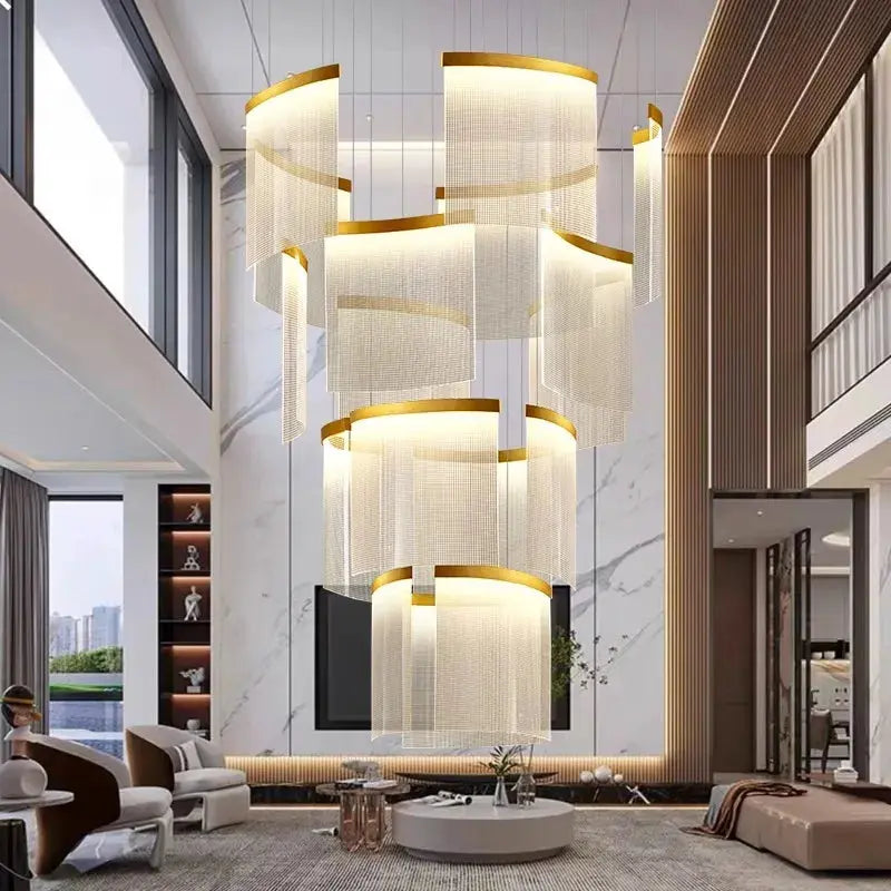 Nordic Ceiling Stair Chandelier Gold/Black