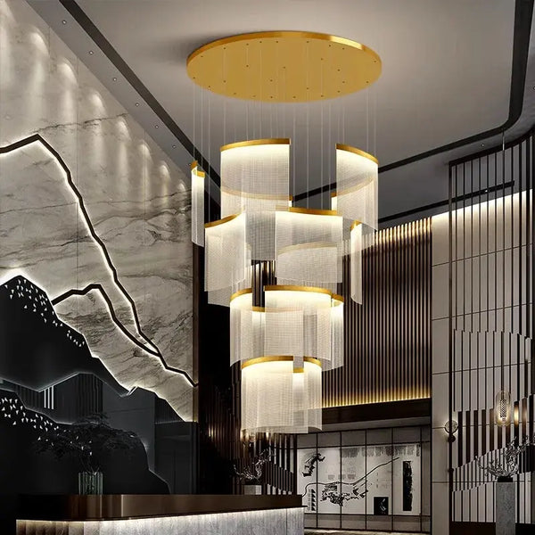 Nordic Ceiling Stair Chandelier Gold/Black