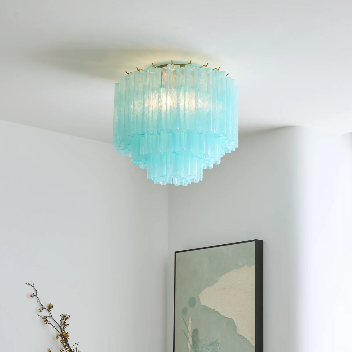 Blue Glass Tube Ceiling Lamp