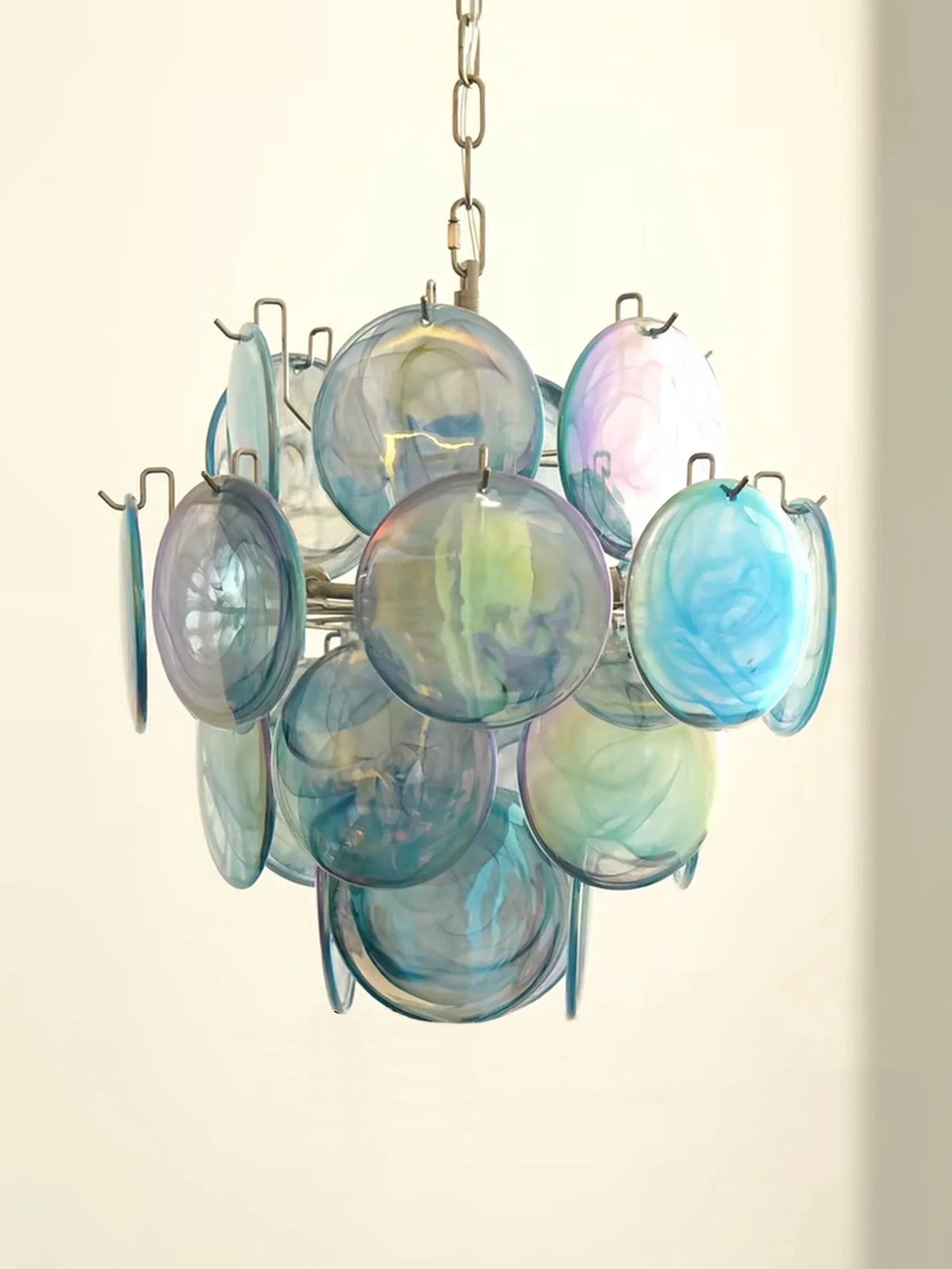 Blue Disc Glass Chandelier