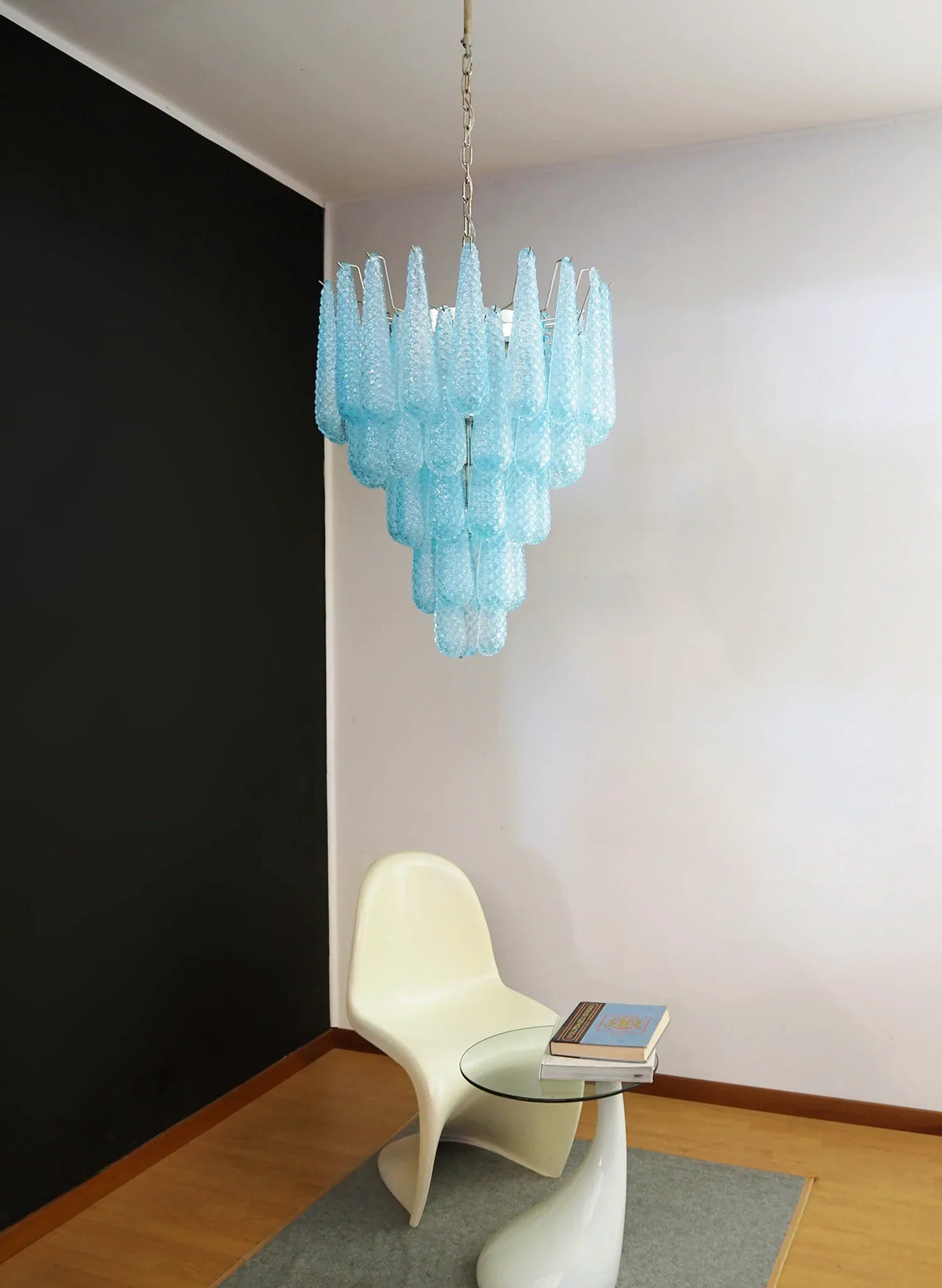 Blue Glass Petals Chandelier