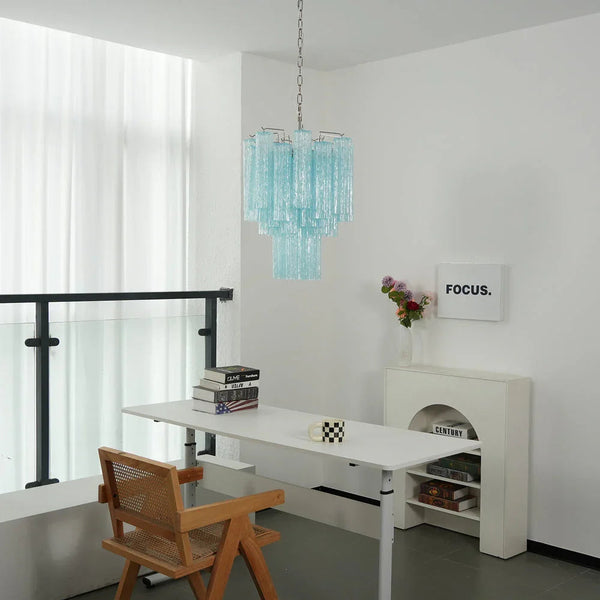Blue Glass Tube Chandelier