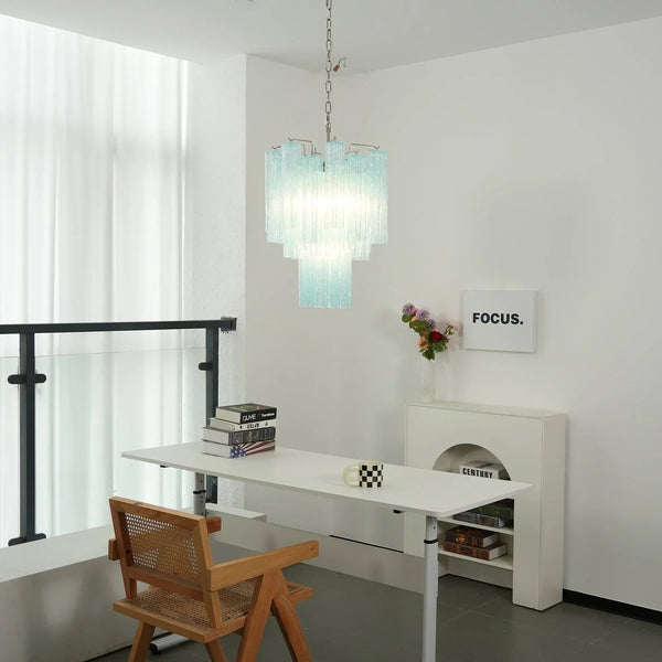 Blue Glass Tube Chandelier
