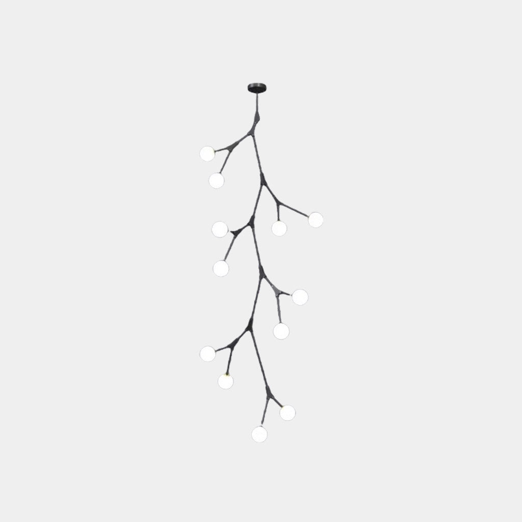 Branch Chandelier Glass Globe for High Ceiling, Black / Gold